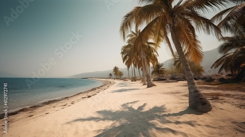 Palmy Trees Adorn a Sandy Beach  Revealing a True Paradise