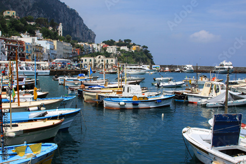 boats in the harbor Capri island Italy