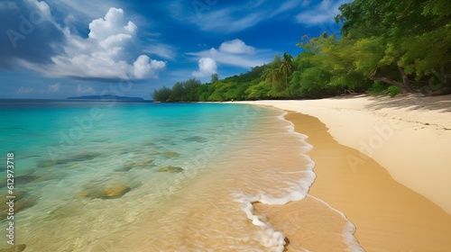 Paradise retreat, picturesque tropical beach, azure waters, and pristine shores © Ranya Art Studio