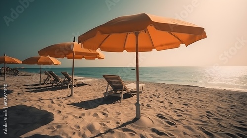 Tropical serenity, sandy beach, majestic skies, and serene beachside bliss © Ranya Art Studio