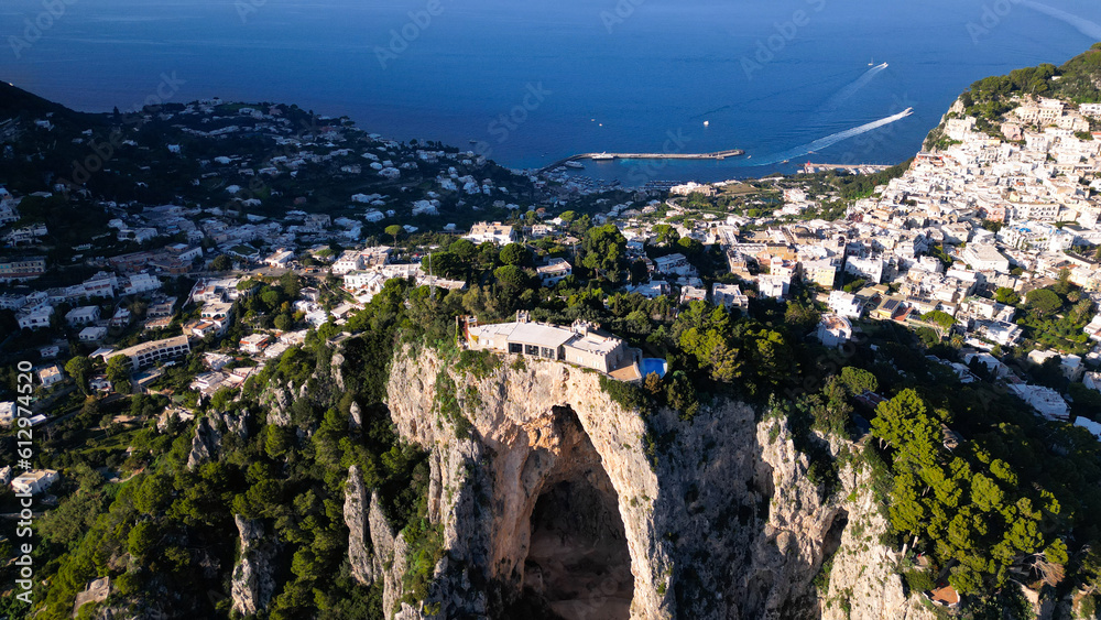 Aerial Capri View with mountain and small town