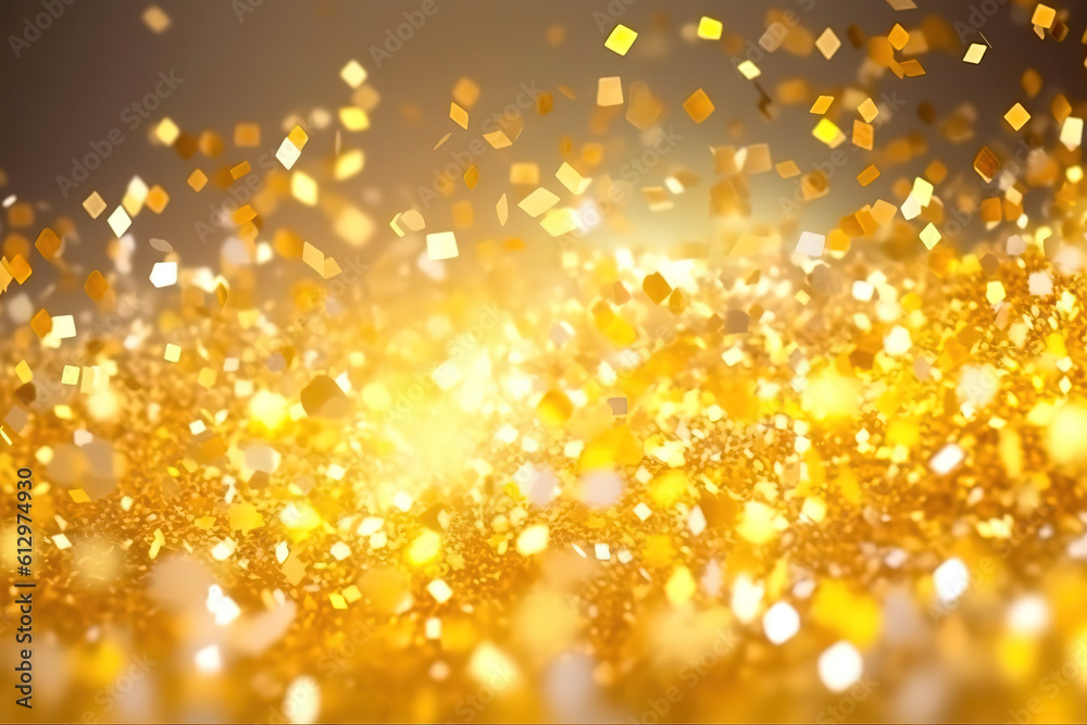 Obraz premium gold luxury shiny design Abstract elements with glitter effect on dark golden background, generative ai.