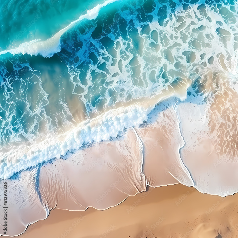 Ocean Wave Aerial View. Generative AI