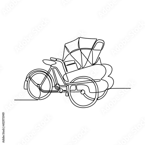 One continuous line drawing of traditional transportation. vehicle design in simple linear style. transportation design concept vector illustration