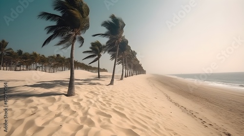 Palmy Trees Enhance the Natural Splendor of a Sandy Beach  Captivating the Senses