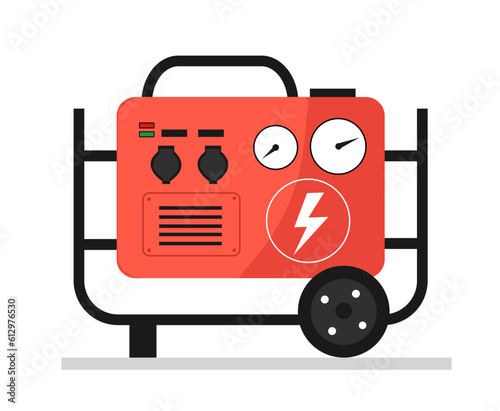 Red electric generator front view concept