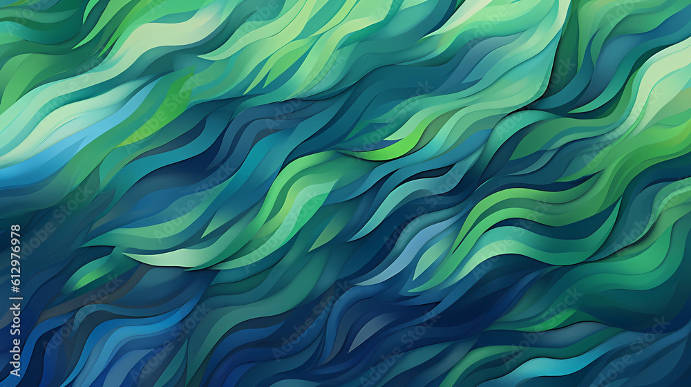 Fototapeta premium Green and blue tones pattern abstract brushstrokes and gradients.