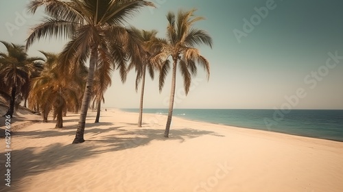 Palmy Trees and a Sandy Beach for a Tropical Getaway © Ranya Art Studio