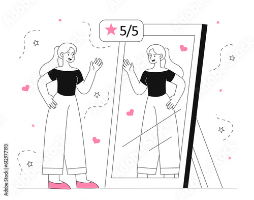 Woman with high self esteem concept