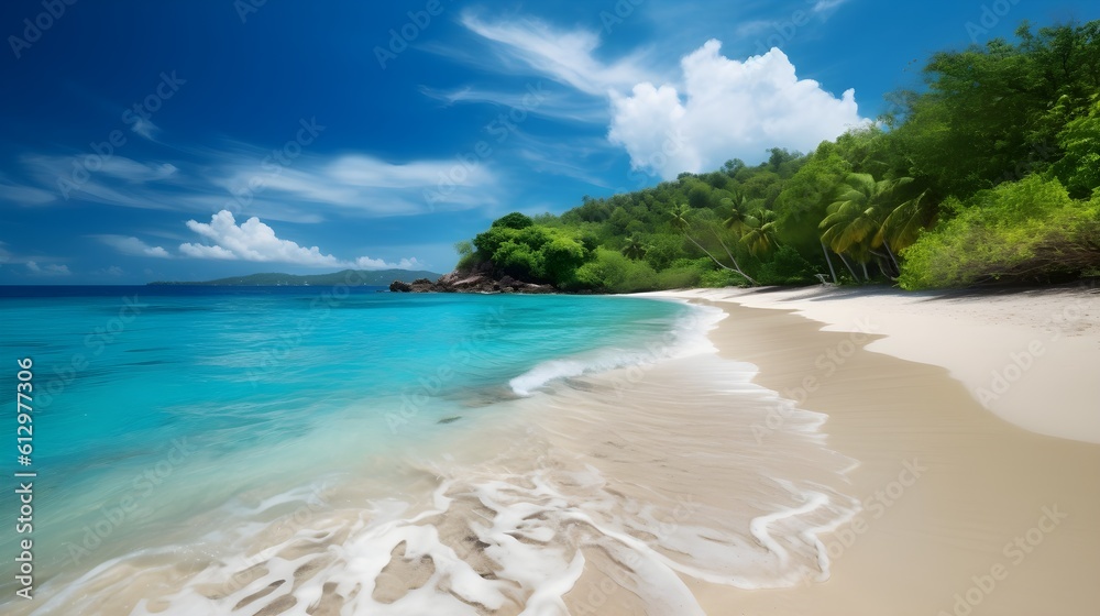 Paradise coast, secluded tropical beach, pristine beauty, and coastal paradise