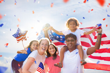 American family celebrating 4th of July