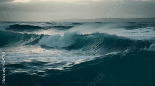 Oceanic melody, serene ocean waves, beautiful clouds, and whirling foam © Ranya Art Studio