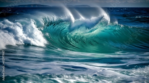 Majestic reverie, enchanting ocean waves, ethereal clouds, and pristine foam © Ranya Art Studio