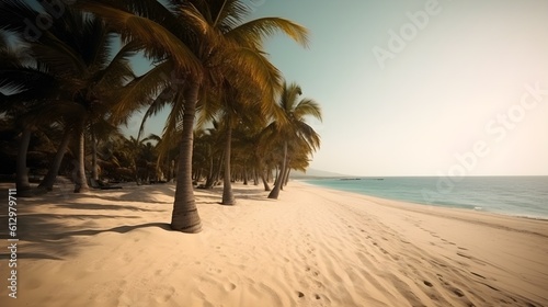 Palmy Trees Line a Tranquil Beach  Offering a Relaxing Escape in Nature s Embrace