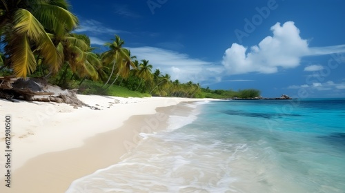 Beachside haven, secluded sandy beach, azure waters, and serene coastal paradise © Ranya Art Studio