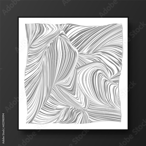 Black and white geometric interior artwork. 