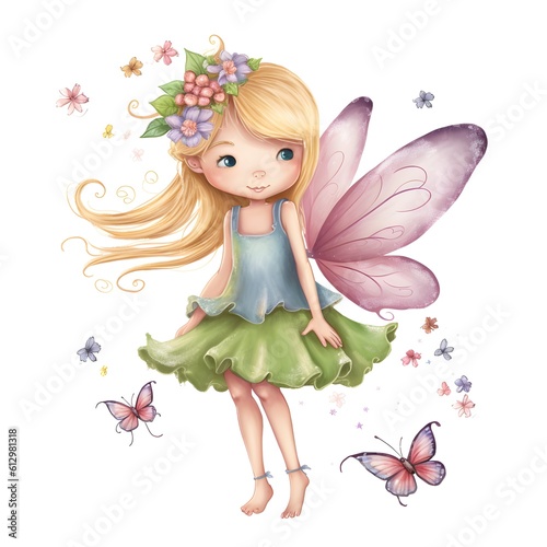 Floral fairyland dreams, charming clipart of colorful fairies with cute wings and dreamy flower magic