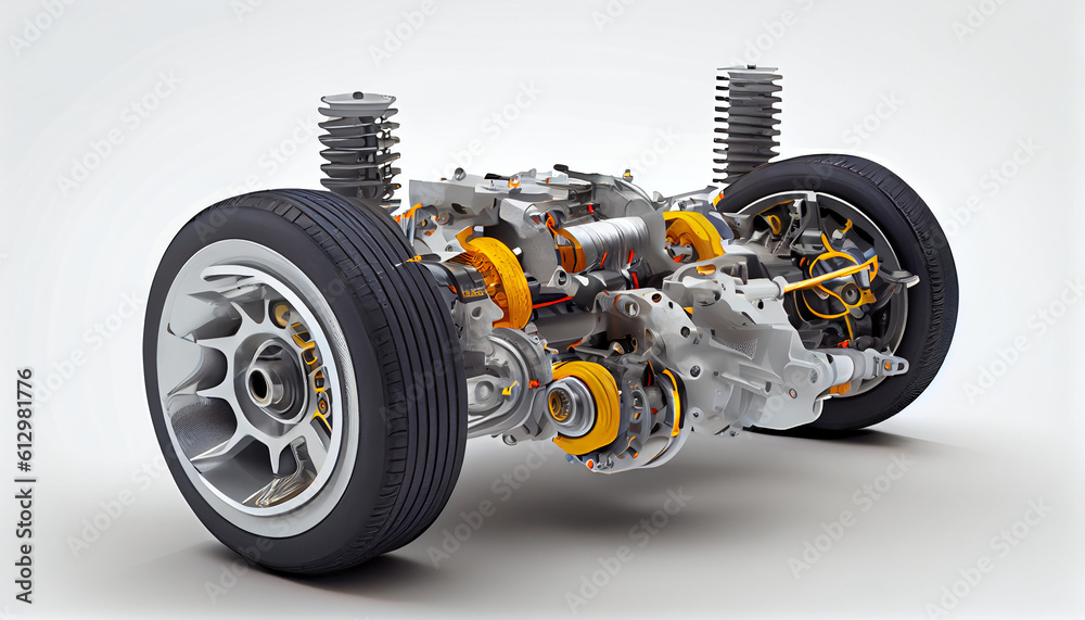 3D Car Parts Scheme Composition with the white background made with AI image generator 3D Car Parts Scheme Composition with the white background made with AI image generator