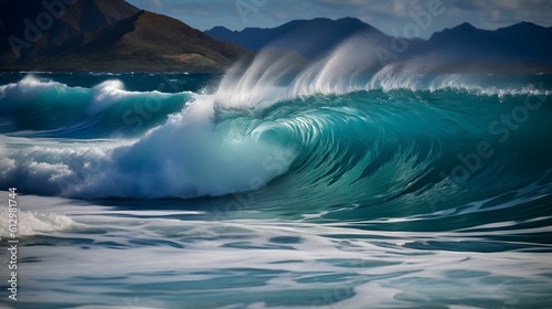 Enchanting tides, serene ocean waves, beautiful clouds, and delicate foam