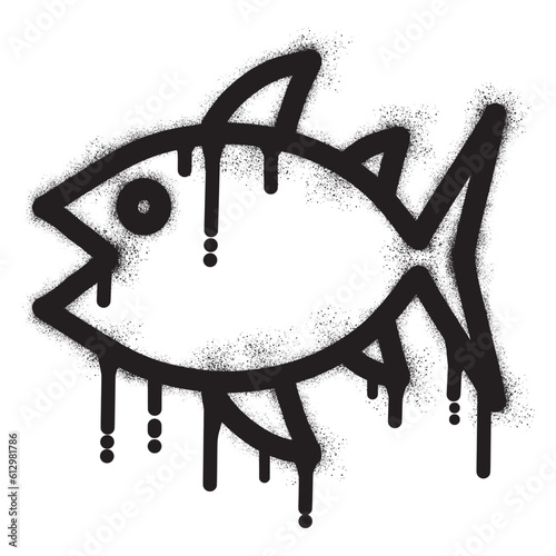 Tuna graffiti with black spray paint