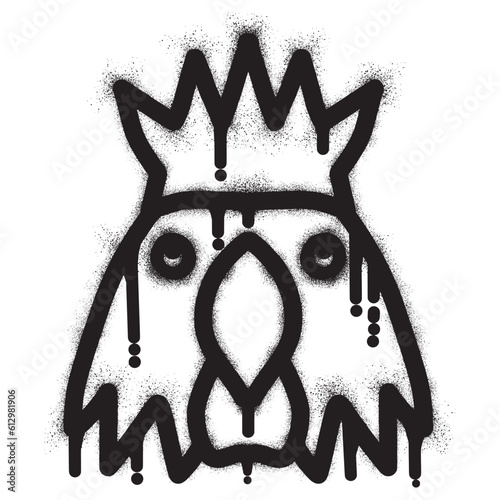 Rooster king graffiti with black spray paint