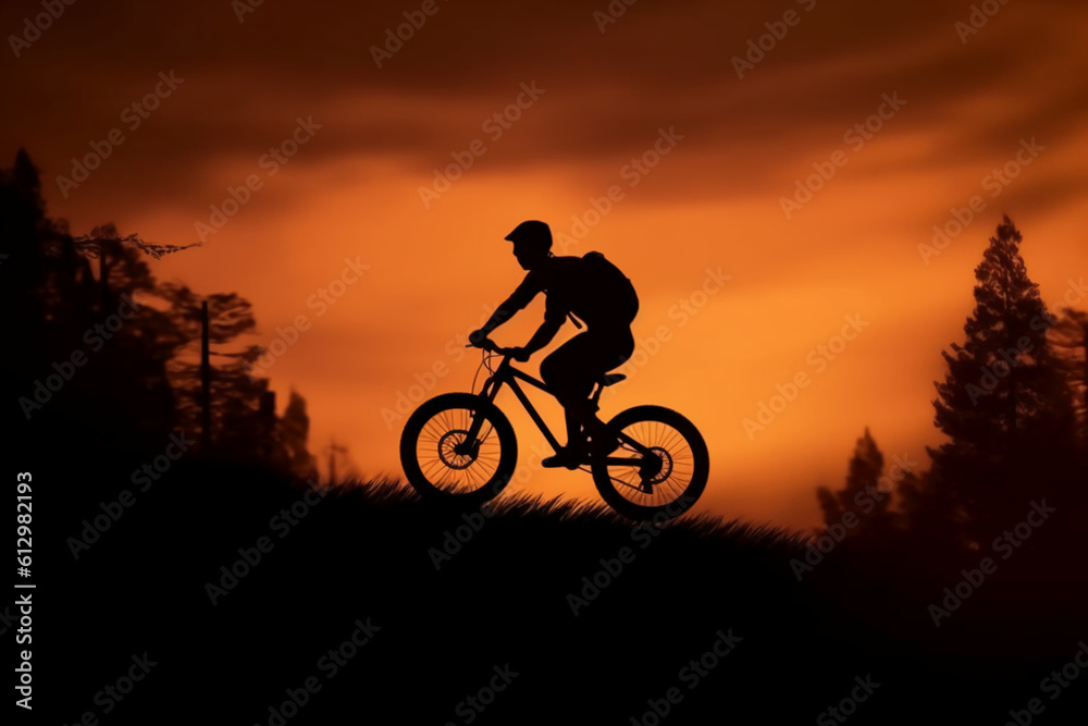 A man flying through the air while riding a bike. AI generative A man flying through the air while riding a bike. AI generative
