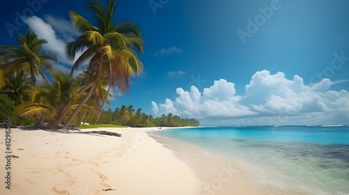 Coastal bliss  breathtaking tropical beach  whispering breezes  and serene coastal beauty