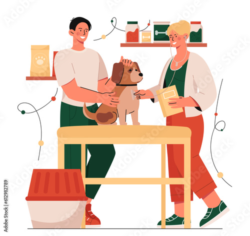 Dog in veterinary clinic concept