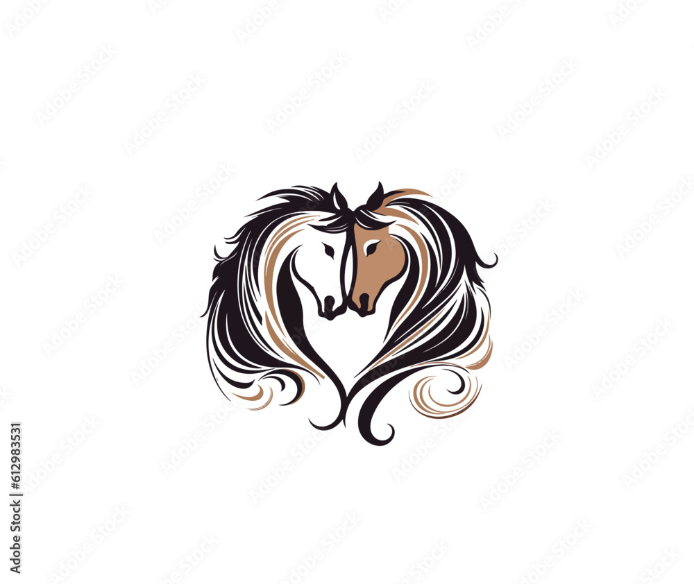 custom made wallpaper toronto digitalSide view of a horse's head with a mane on a white background. Vector illustration