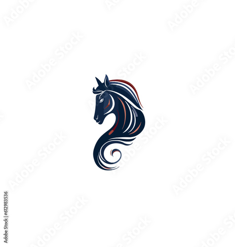 Side view of a horse's head with a mane on a white background. Vector illustration