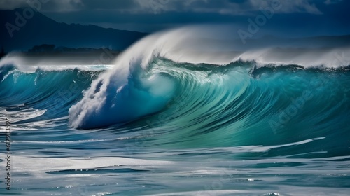Coastal tranquility, mesmerizing ocean waves, dreamy clouds, and captivating foam © Ranya Art Studio