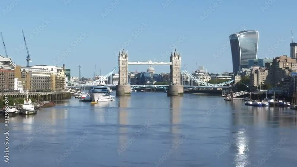 Aerial view of the Tower Bridge in London. One of London's most famous bridges and must-see landmarks in London. Beautiful panorama of London Tower Bridge. Aerial view of the Tower Bridge in London. One of London's most famous bridges and must-see landmarks in London. Beautiful panorama of London Tower Bridge.
