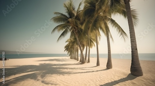 Palmy Trees Grace a Stunning Sandy Beach  Where Sun  Sand  and Sea Merge in Spectacular Splendor