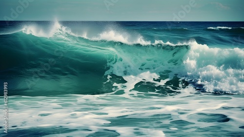 Coastal symphony  captivating waves  serene skies  and the beauty of foam