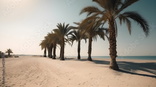 Palmy Trees Create a Paradise Setting on a Sandy Beach