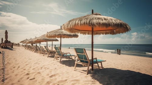 Ocean retreat, sandy beach, clear skies, and endless blue horizons © Ranya Art Studio