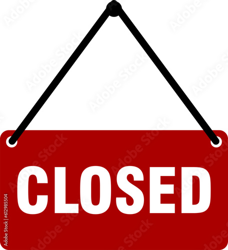 Simple Hanging Closed Sign. Vector Image.