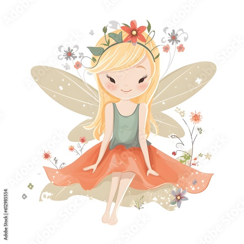 Whimsical meadow whispers, colorful clipart of cute fairies with playful wings and whispers of meadow flowers