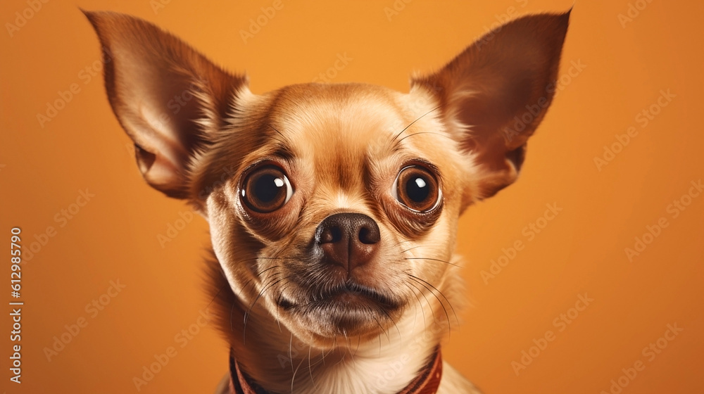 Generative Ai image of a chihuahua dog face close up