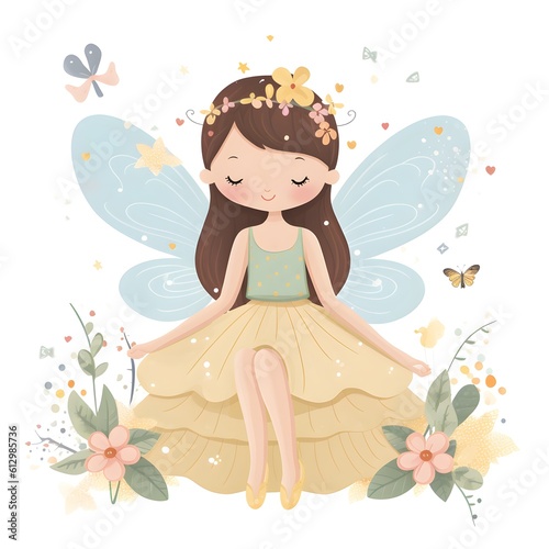 Whimsical pixie paradise  charming clipart of colorful fairies with whimsical wings and pixie paradise
