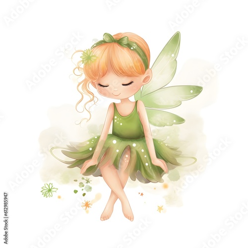 Enchanted meadow whispers, adorable clipart of colorful fairies with enchanted wings and whispering meadow flowers