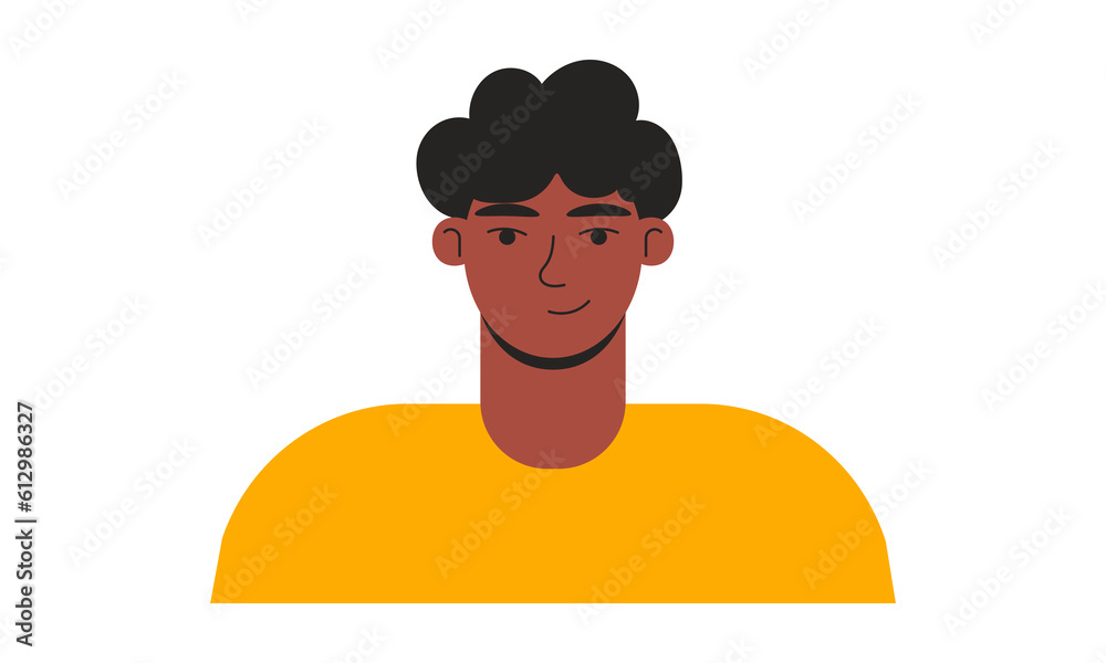 Young man avatar vector flat illustration. Profile picture. Man face. Cartoon character.
