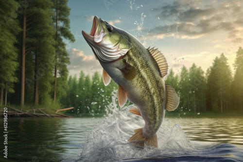 Largemouth Bass Fish Summer Day created with Generative AI Technology, ai, generative