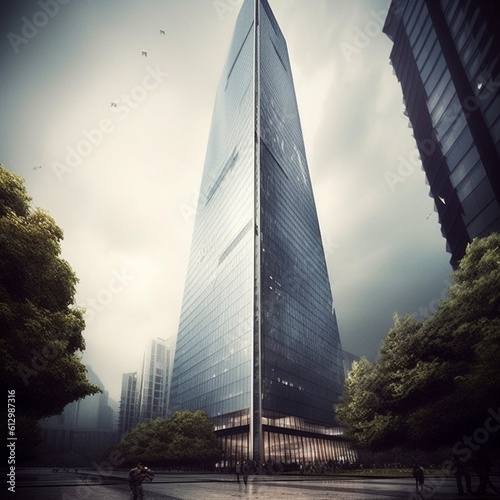 Sleek  Modern Skyscraper with a Sense of Scale and Grandeur