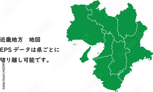 都道府県地図　近畿地方　境界線あり