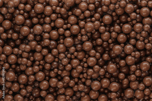 Lots of chocolate balls for making dessert. Texture with chocolate balls.