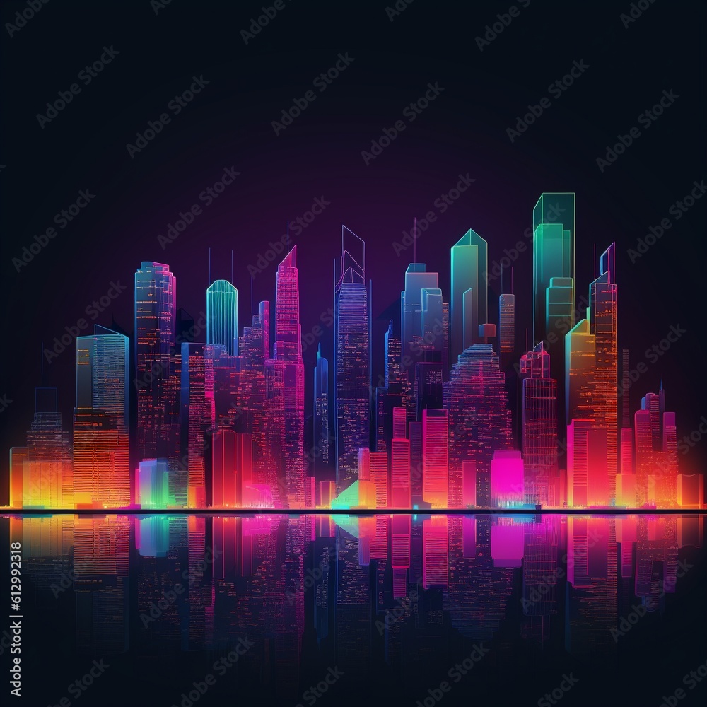 Neon City Skyline at Night