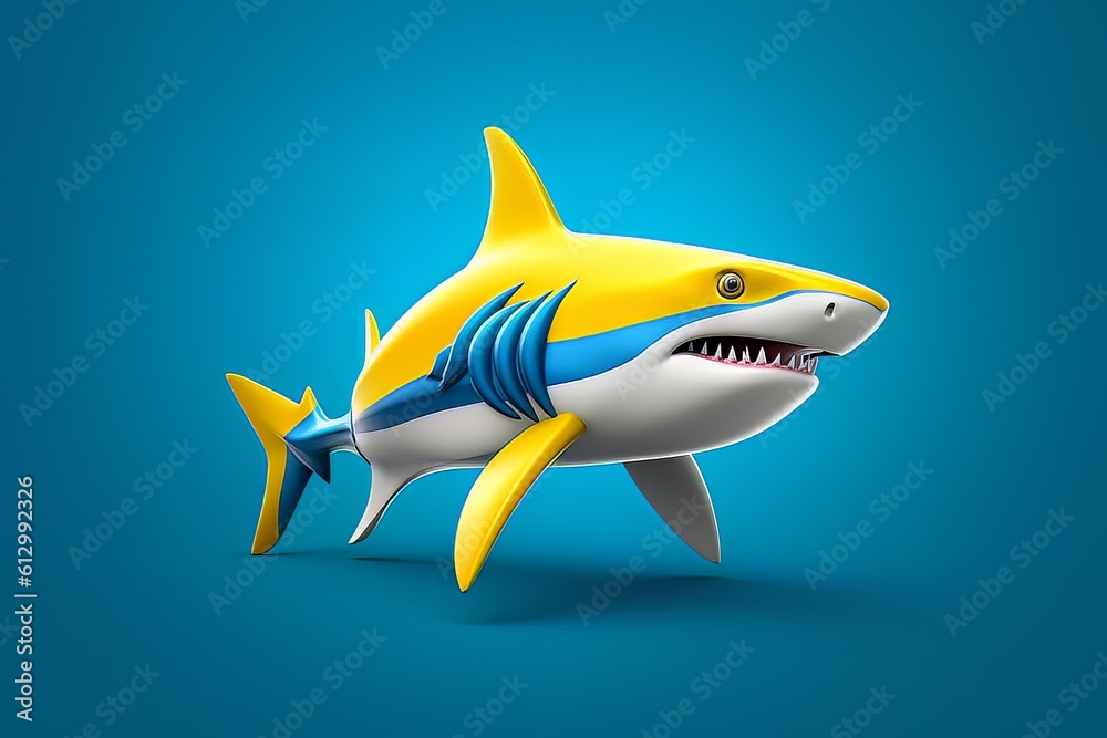 Cartoon image of a shark on a blue background isolated AI Generative AI Cartoon image of a shark on a blue background isolated AI Generative AI
