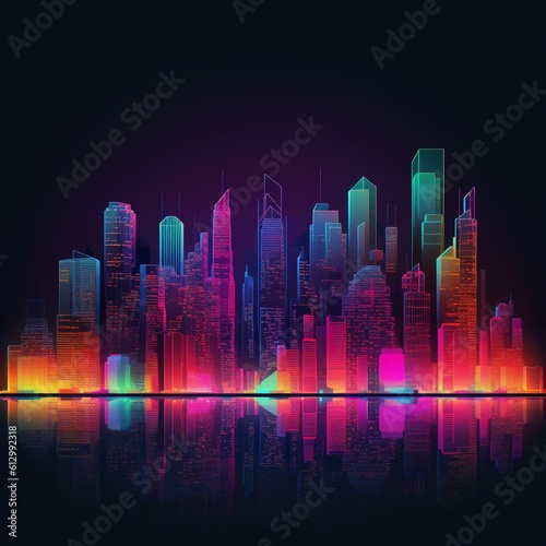 Neon City Skyline at Night