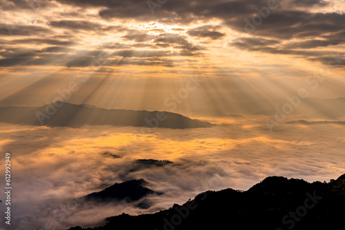 sunset over the clouds